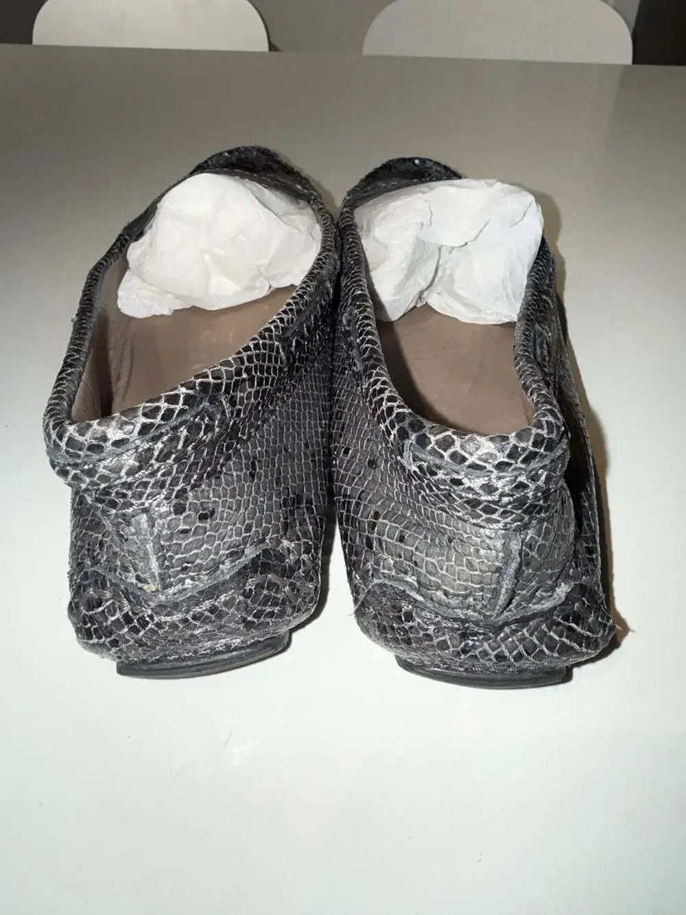 Massimo Dutti Snakeskin Print Leather Loafers Size 41